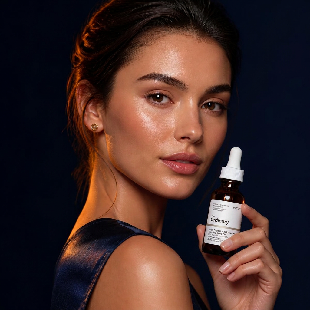 Model holding a The Ordinary serum